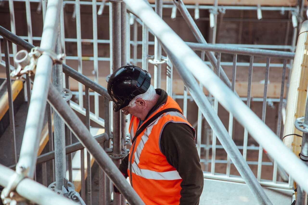 An old man who works in construction