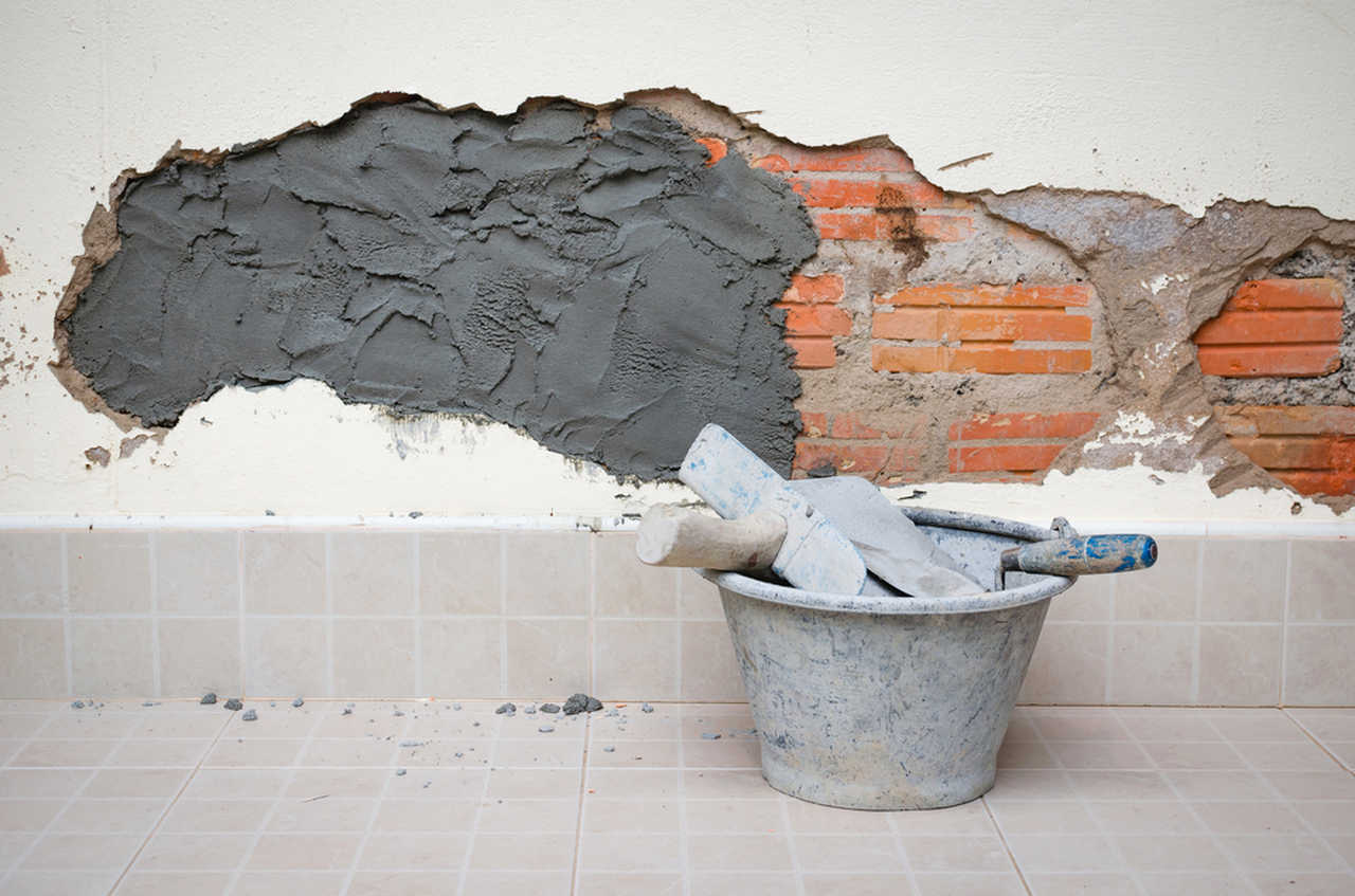 wall covered with plaster
