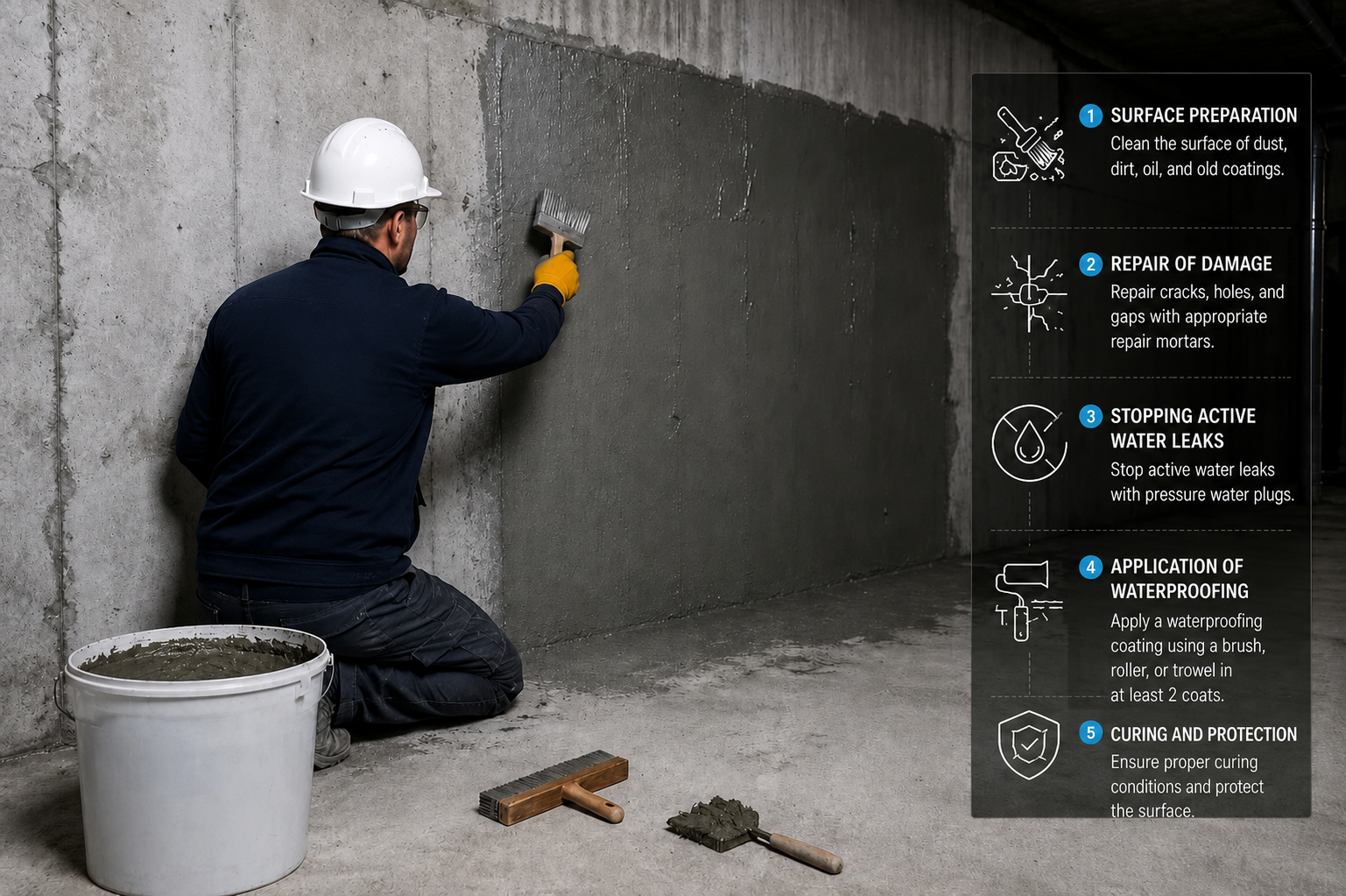 A worker applying wall coating