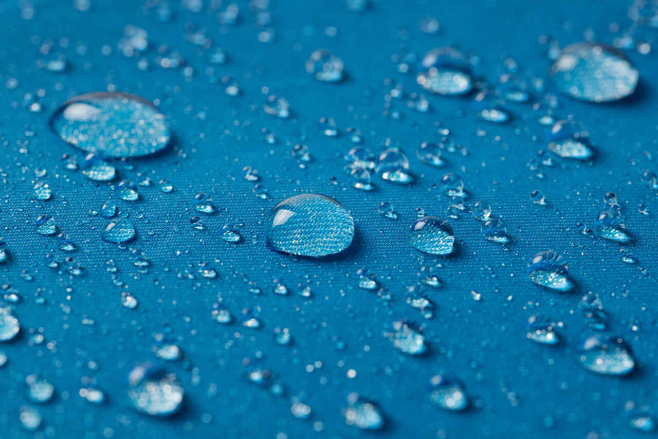 water drops on blue surface