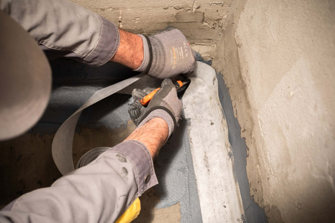 water tape applying on to the floor