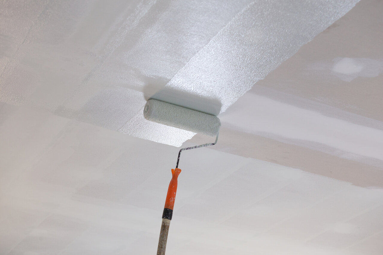 ceiling painting with a roller