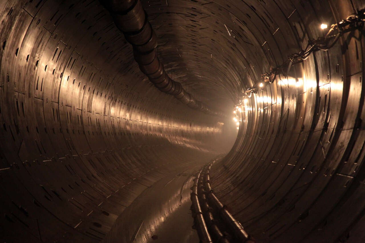 inside of a waterproofed tunnel